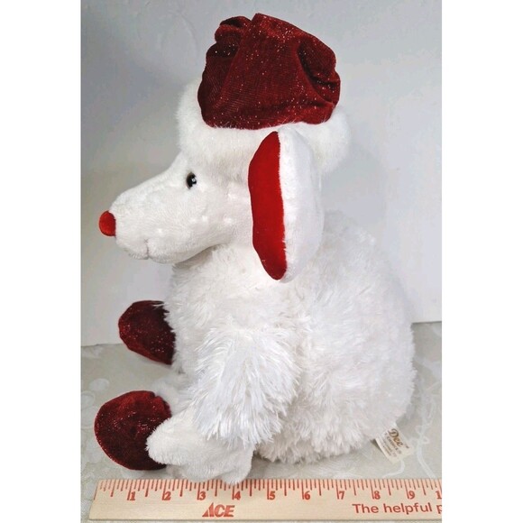 Dan Dee Collectors Choice White Christmas Mouse Red Hat Stuffed Animal Plush Toy - Picture 3 of 7